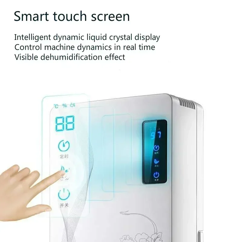 Smart dehumidifier. Functions as a basement air purifier and moisture absorber. Prevents mold.