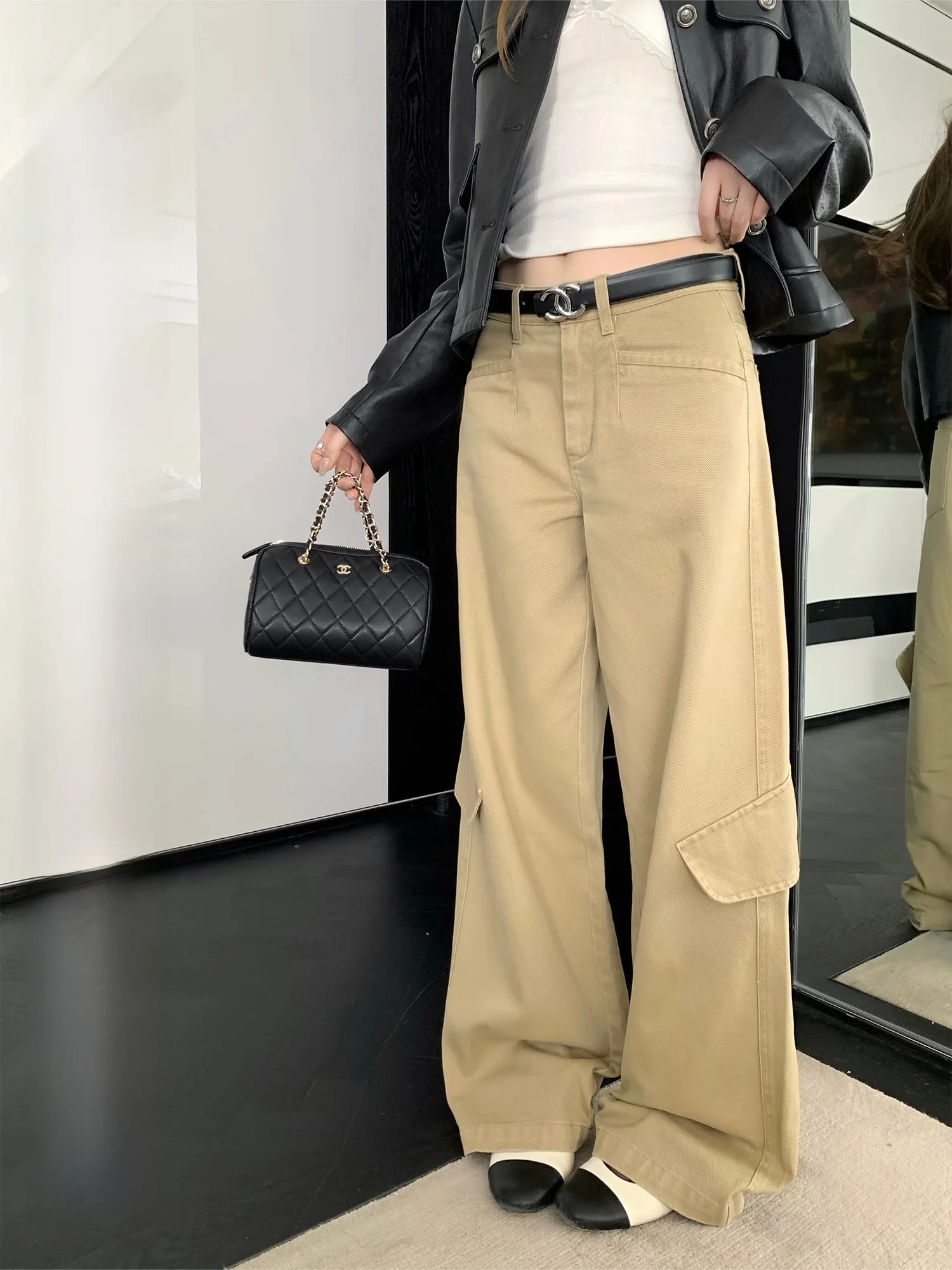 

High Waist Wide Leg Jeans Khaki Waed Denim Pants Floor Length Casual Sle Women's Spring Faion Hhi Rio past Memories