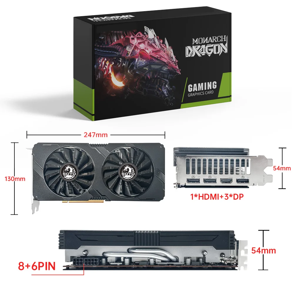 Soyo amd radeon rx5700xt 8gb placa gráfica para jogos memória gddr6 256bit pciex16 4.0 para placas de vídeo de computador desktop rx 5700xt