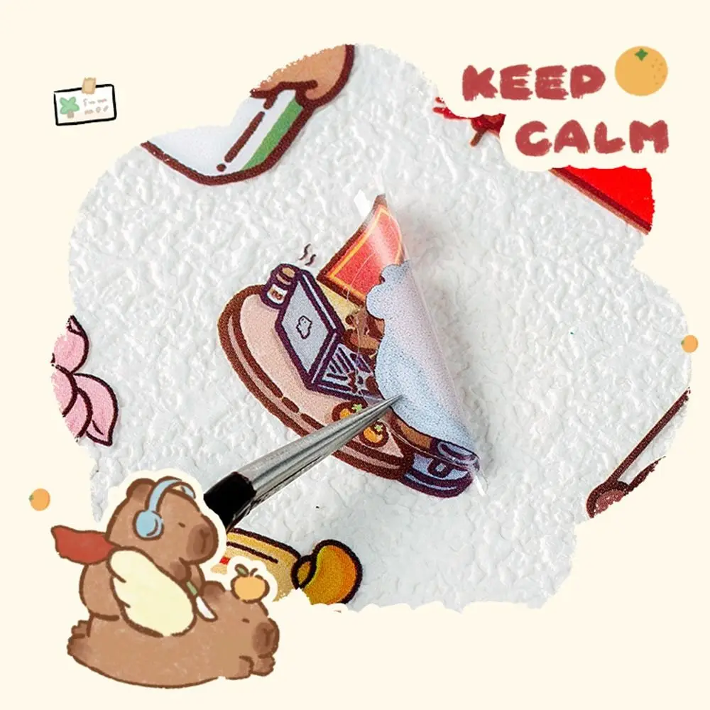 6 Buah/Tas Stiker Buku Besar Tangan Kapibara Lucu Buku Tempel Estetika Hewan Kartun Bahan DIY Kreatif Tahan Air