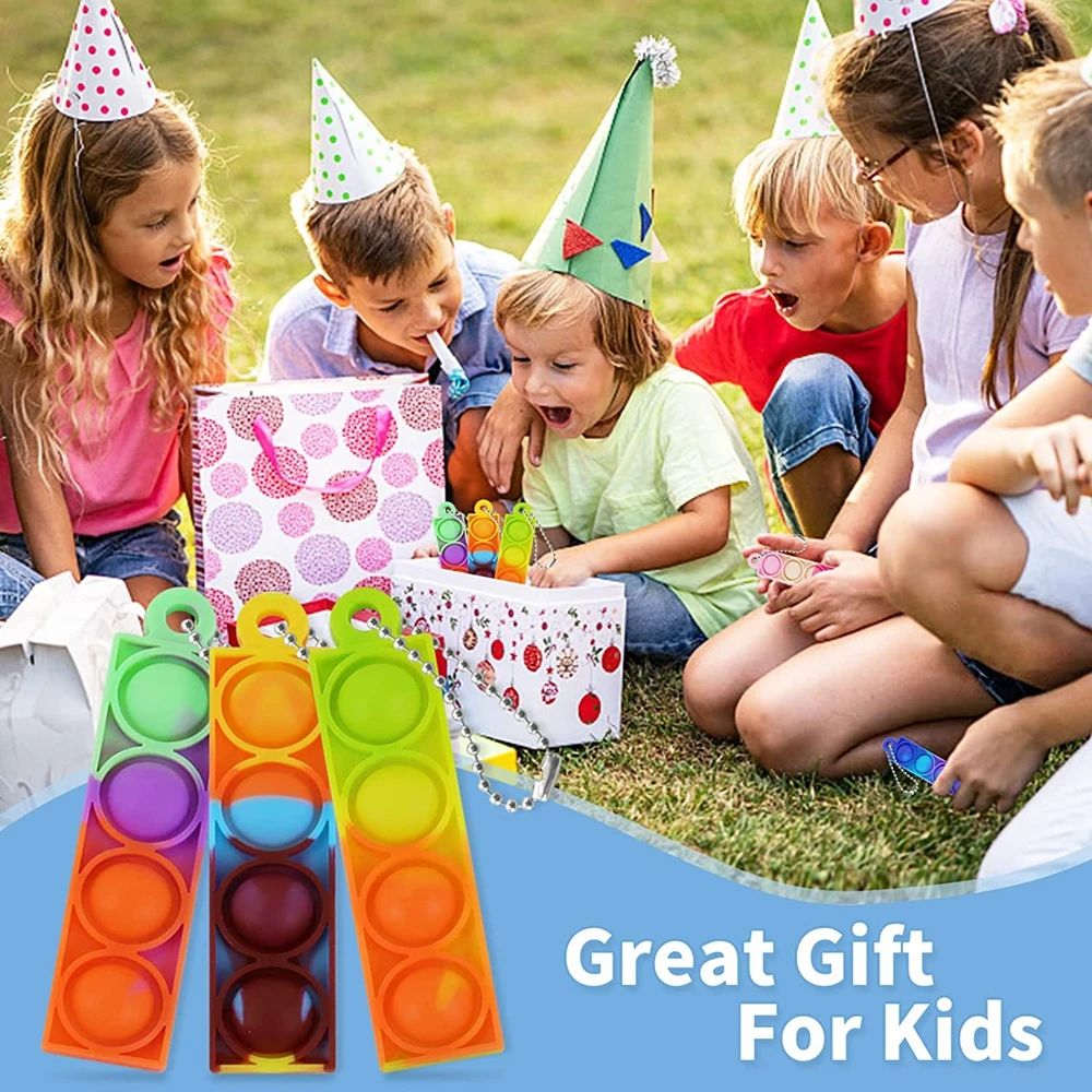 20PCS Mini Pop Schlüsselanhänger Blasen Party Gefälligkeiten Zappeln Spielzeug Stress Relief Sensorische Spielzeug für Autistische Kinder Klassenzimmer Preise Geschenke – Detail 4