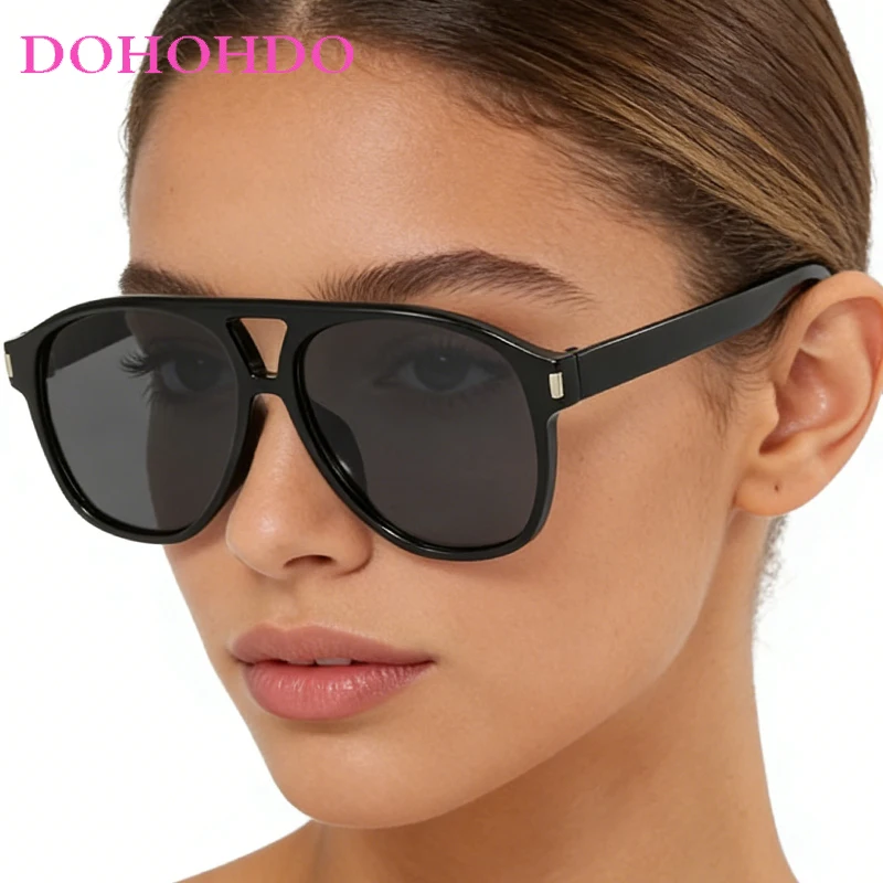 

Classic Retro Brand Design Pilot Double Bridges Oversized Women Sunglasses Punk Sunglass Men Outdoor Drive Travel Eyewear UV400
