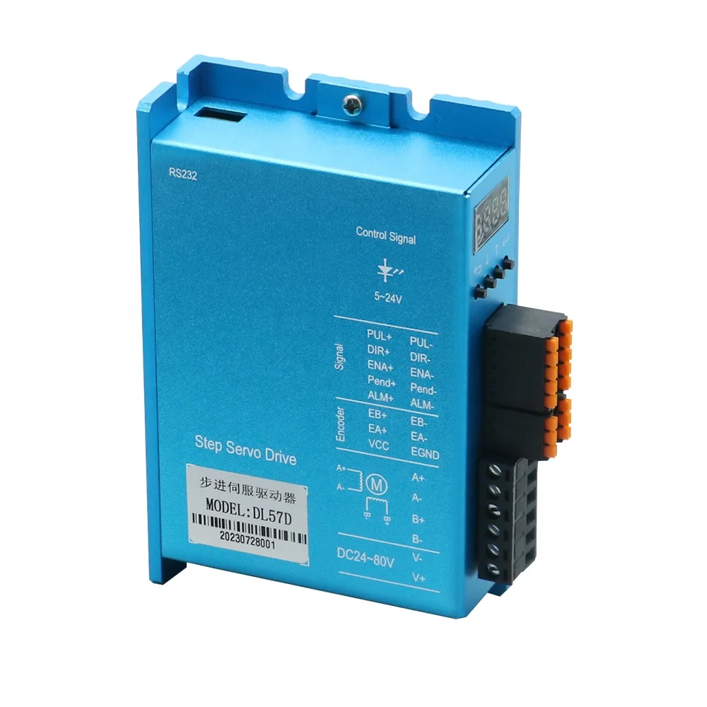 HLTNC عزم دوران عالي Nema 23 محرك سيرفو متدرج سائق DC24-80V RS232 2 المرحلة DL57D أرق من محركات الحلقات المغلقة العادية باستخدام الحاسب الآلي