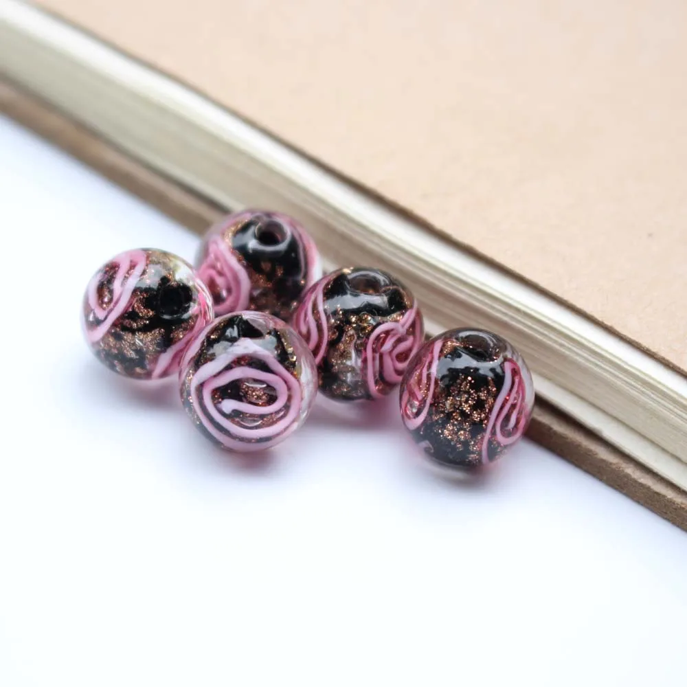 Black Glass Bead Flower Lampwork Beads  for Jewelry Making Diy Jewellery Supplies Kralen Bisuteria Handmade Perles Fabrication d