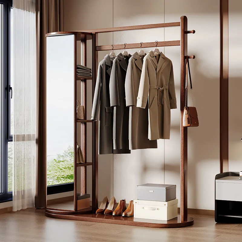 Wooden Standing Coat Racks Clothes Mirror Modern Display Floor Garment Hanging Coat Racks Luxury Perchero Lounge Suite Furniture