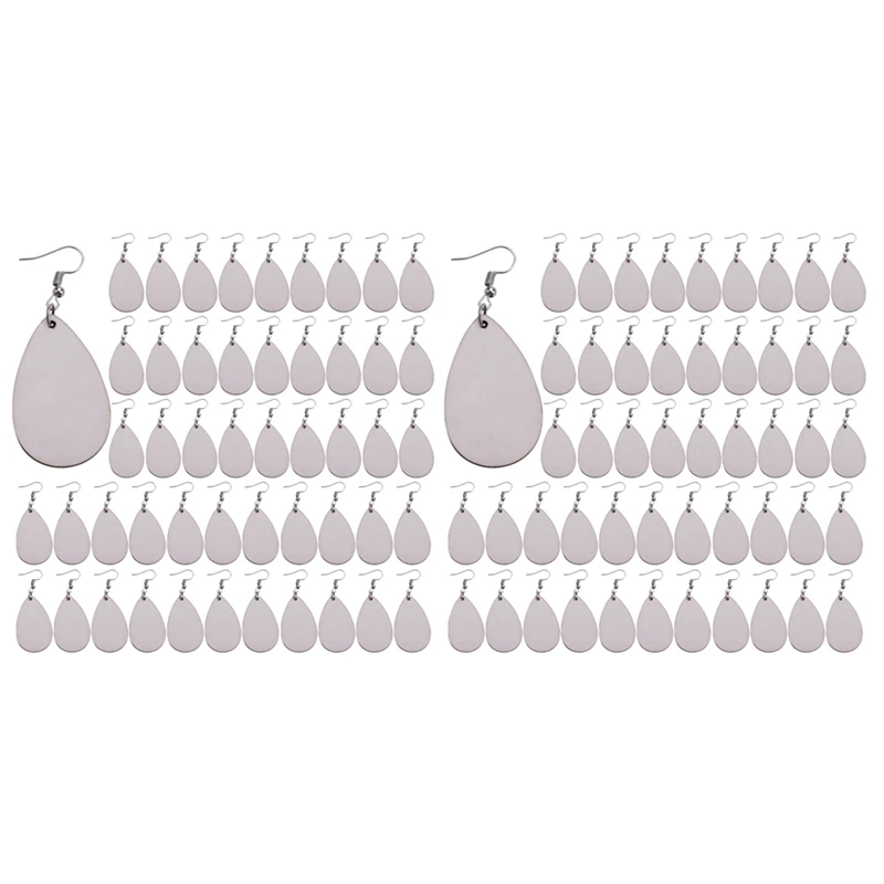 100 Pieces Sublimation Blank Earrings, Earrings Unfinished Teardrop Heat Transfer Earring Pendant For Jewelry DIY Making