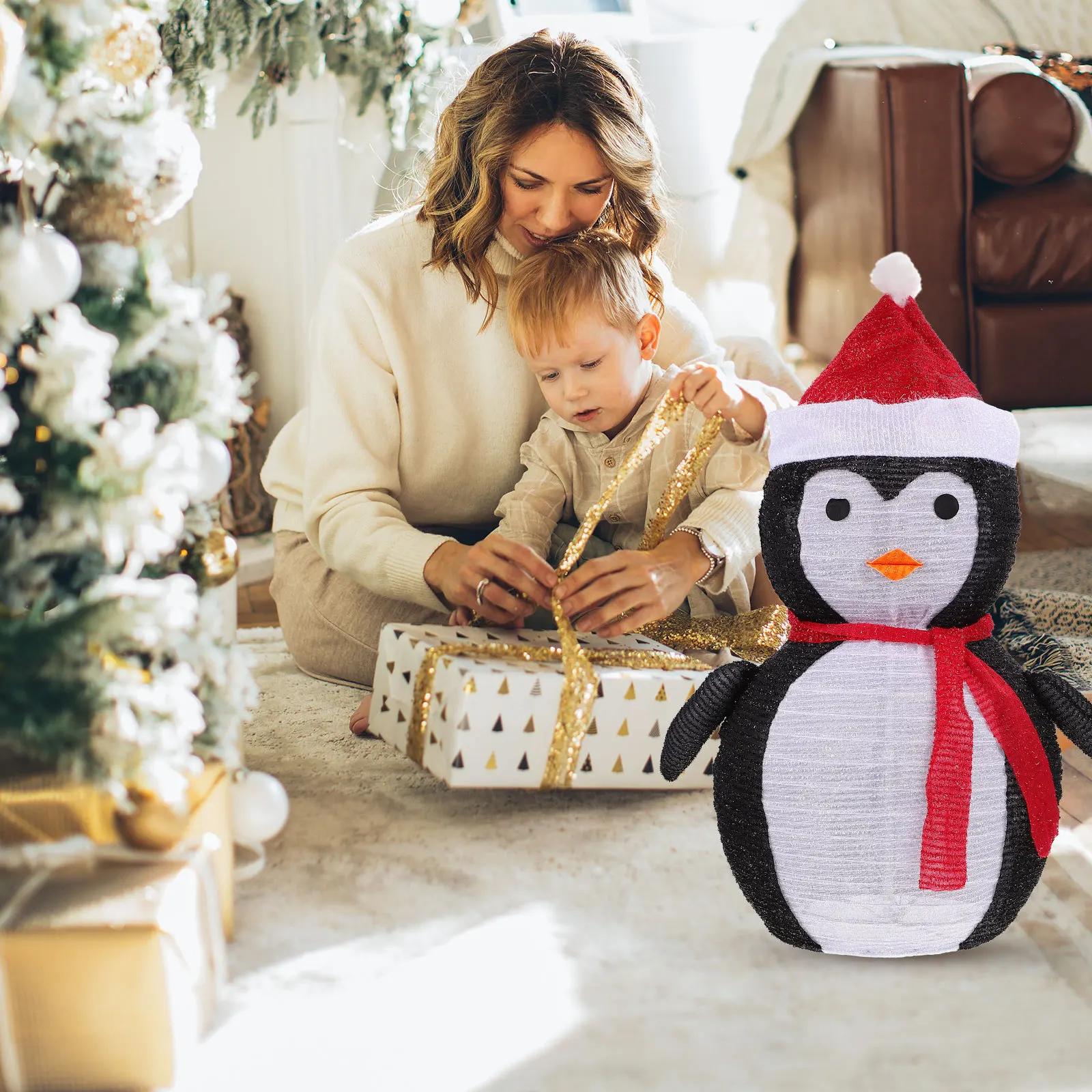 

1pc Christmas Penguin Decor Luminous Xmas Adorn Durable Holiday Home Decoration For Living Room Mall Party Xmas Lighting Decor