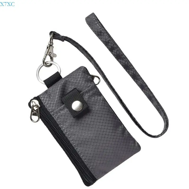 

X7XC Card Wallet Waterproof Blocking Small Wallet Zippered Case with Lanyard Keyring