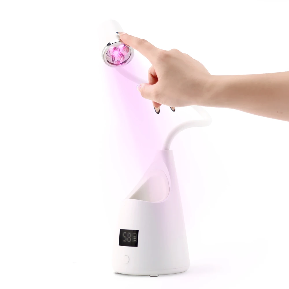 Cordless 18W Mini Nail Lamp UV LED Nail Dryer Red Light Focused Beams Curing Polish Gel with Storage Box for Easy Cleaning