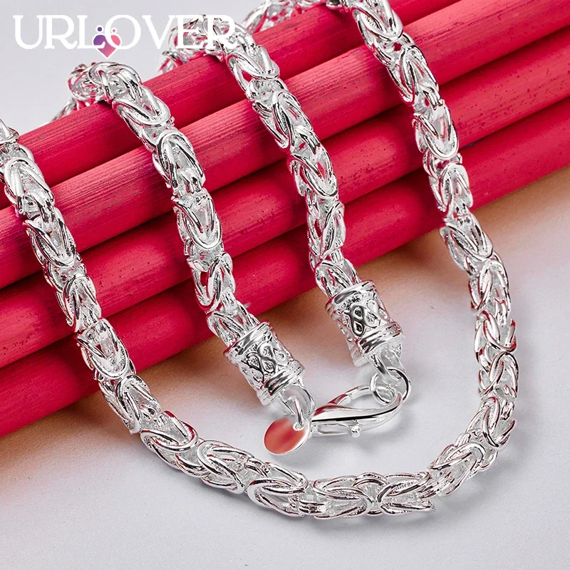 

URLOVER 925 Sterling Silver Geometry Dragon Bone Man Necklace For Woman Chain Trendy Party Wedding Birthday Fashion Jewelry