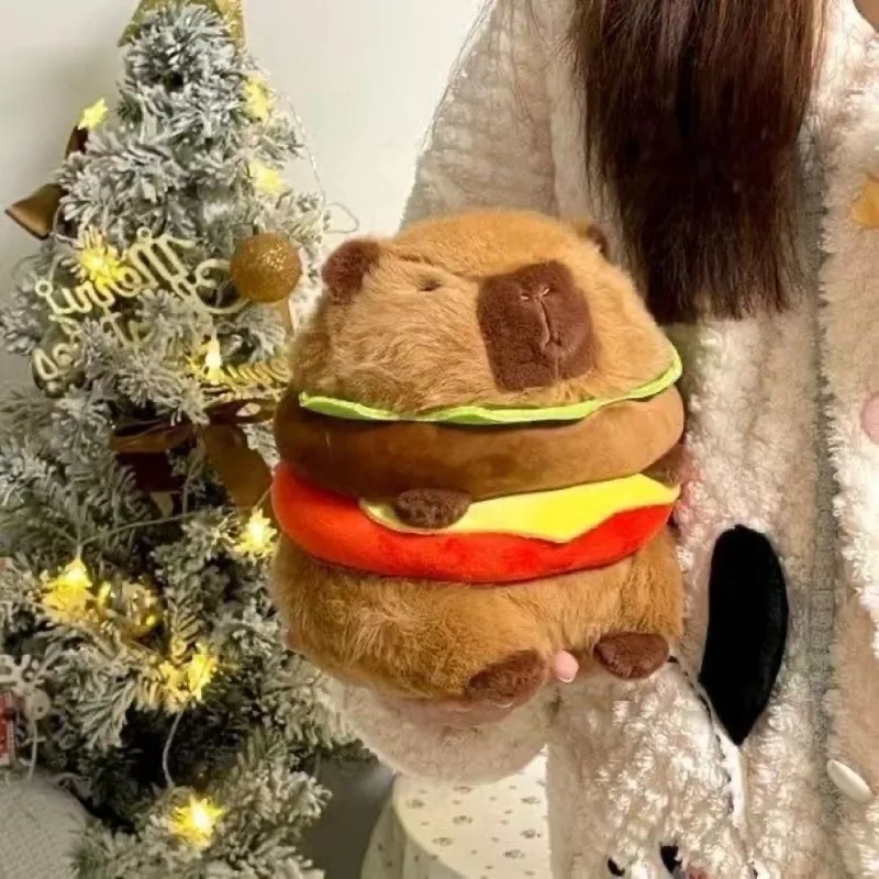 مضحك هامبورغ كابيبارا ألعاب من نسيج مخملي رقيق لطيف بلوشي دمية محاكاة كابيبارا أنيمي الحيوانات المحشوة لينة أفخم هدية ألعاب أطفال