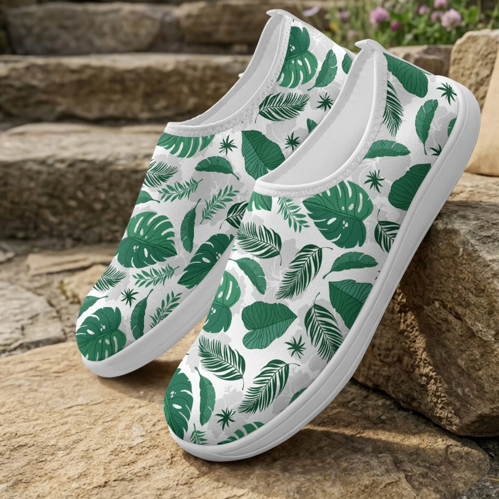 XIXIRIMIDO Women's Slip-on Wide-toed Shoe Nurse Shoes Men's Sneakers Casual Shoes Zapatillas de Mujer Tenis Feminino Monstera