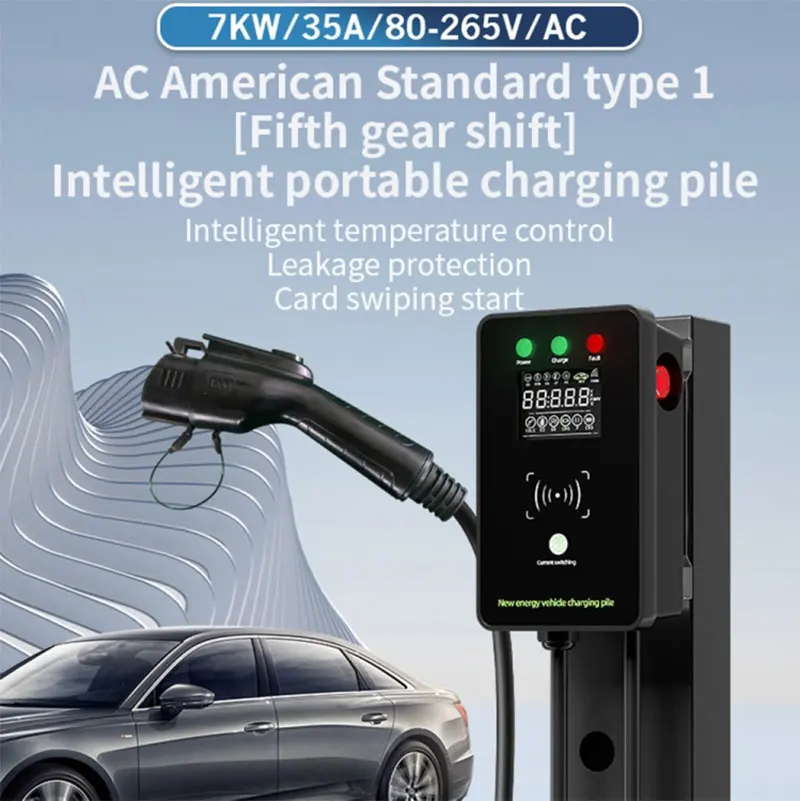 Estación de carga de CA montada en la pared para el hogar, pila de carga de 5 velocidades, tipo 1, 2 GBT, CCS1, CCS2, 7KW, EV, AC, UE