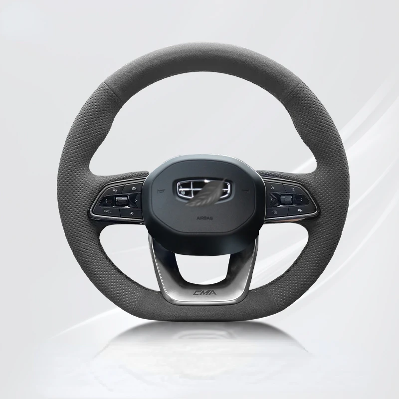 For Geely Monjaro L Emgrand PREFACE coolray ICOD Private custom suede hand sewn steering wheel cover with car handle cover