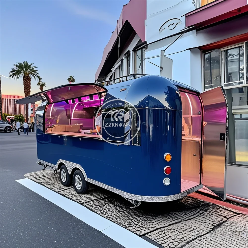 Reboque de comida rápida de hambúrguer de sorvete de rua personalizado totalmente equipado catering caminhão de comida padrão dos EUA