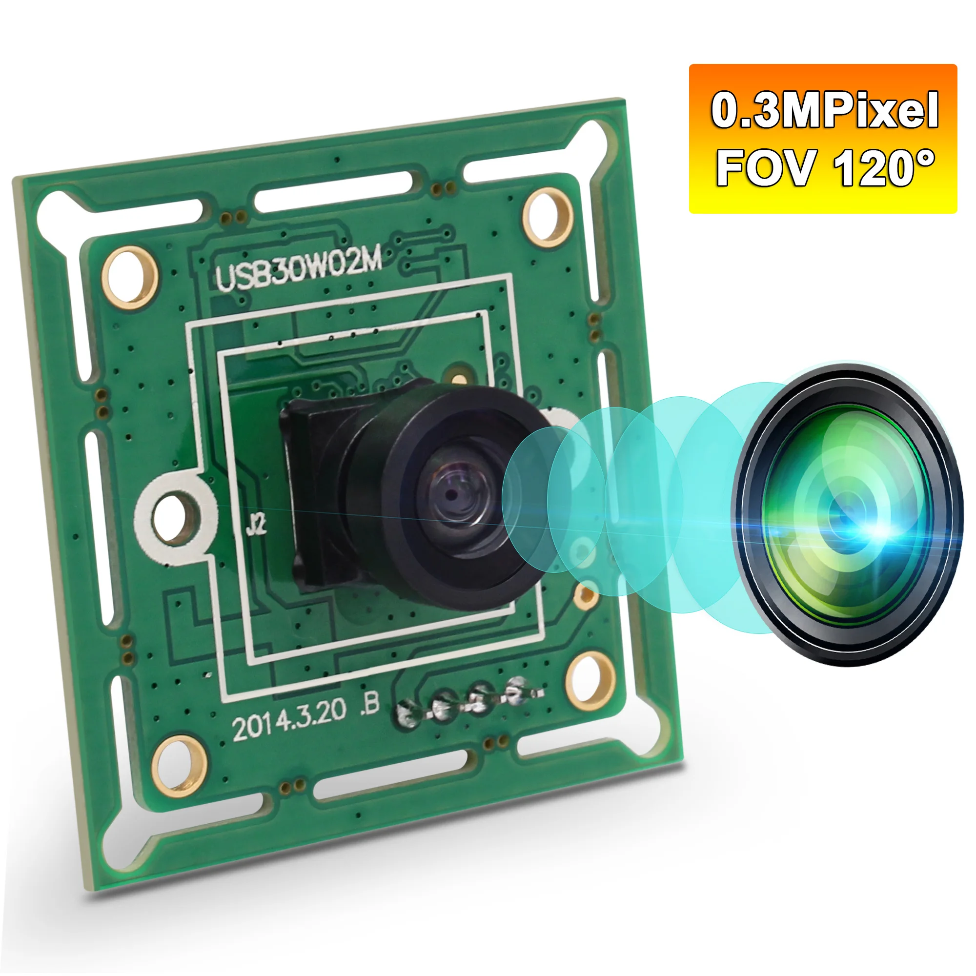 

ELP VGA Super Mini Wide Angle USB Camera Module with 120degree Lens, High Speed 60fps Webcam, OV7725 Embedded Industrial Camera