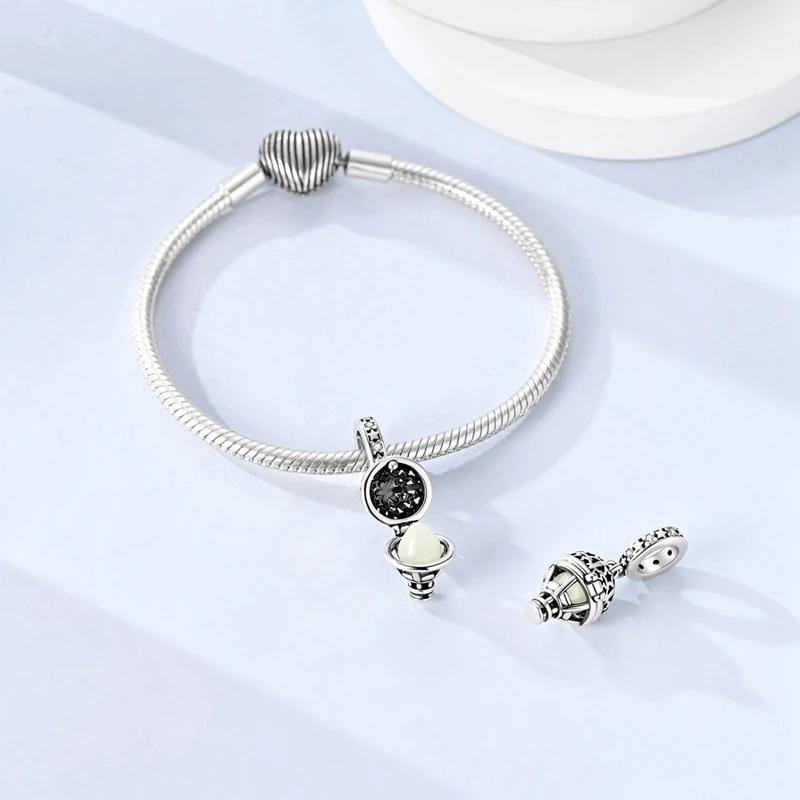 Leuchtender Heißluftballon-Anhänger aus 925er Sterlingsilber mit Zirkonia, passend für Armbänder, Anhänger, DIY-Schmuck, Geschenk für Frauen – Detail 5