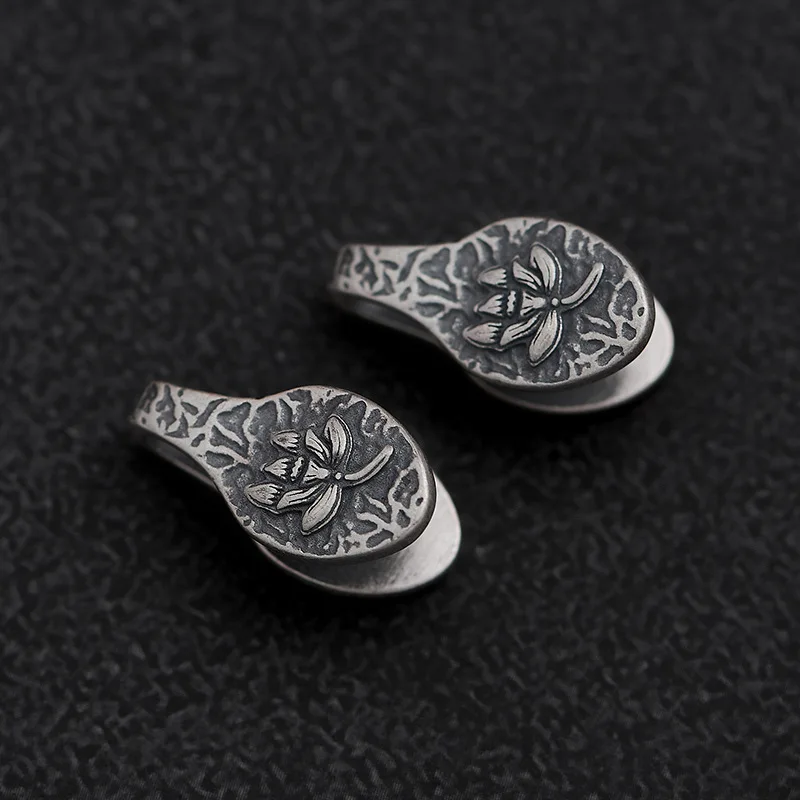 Handmade 925 Silver Buddhist Lotus Bum Counter Sterling Tibetan Lotus Flower Charm Buddhist Prayer Beads Counters