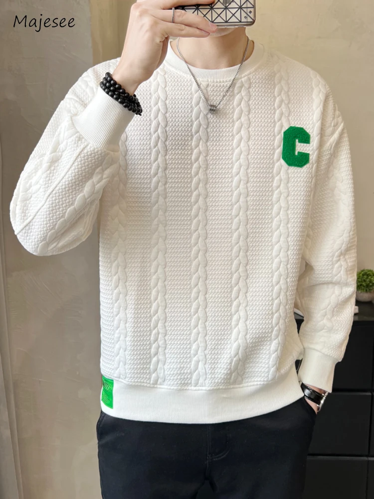 

Twisted Sweaters Men Autumn Letter Knitted Pullovers Simple Handsome Streetwear Japanese Preppy Style Prevalent Contrast Color