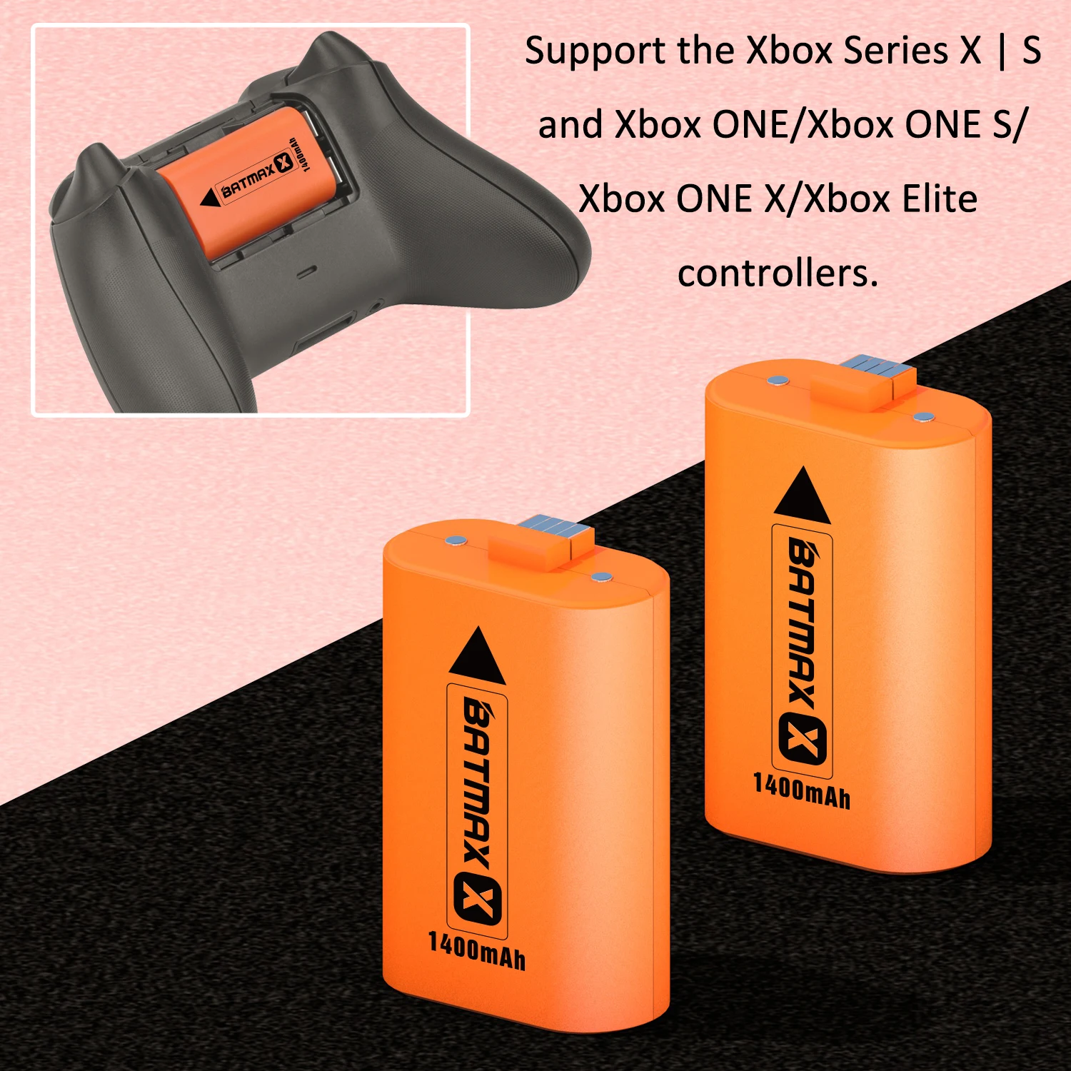 Batmax 1400mAh Battery Li-ion Packs for Xbox Series X|S/Xbox One X/S Controllers Rechargeable