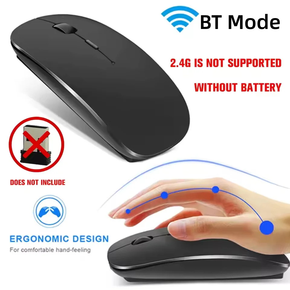 Souris de bureau portable mince, sans fil, compatible Bluetooth, ergonomique, souris sans fil BT pour Macbook, ordinateur portable, iPad, tablette