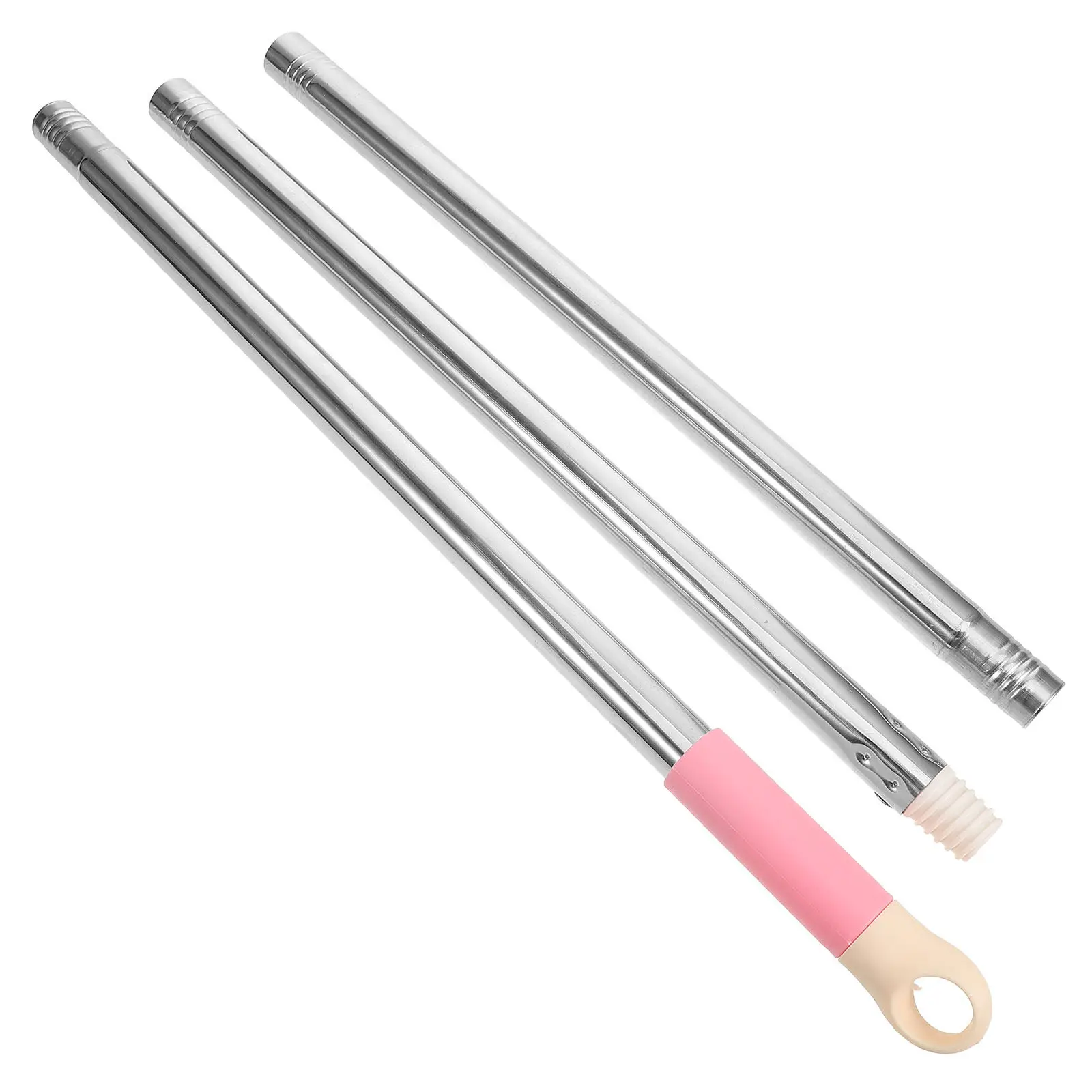 1Set Stainless Steel Mop Handle Three Section Adjustable Replacement Pole Mop Stick for Floor Cleaning Broom Accessory