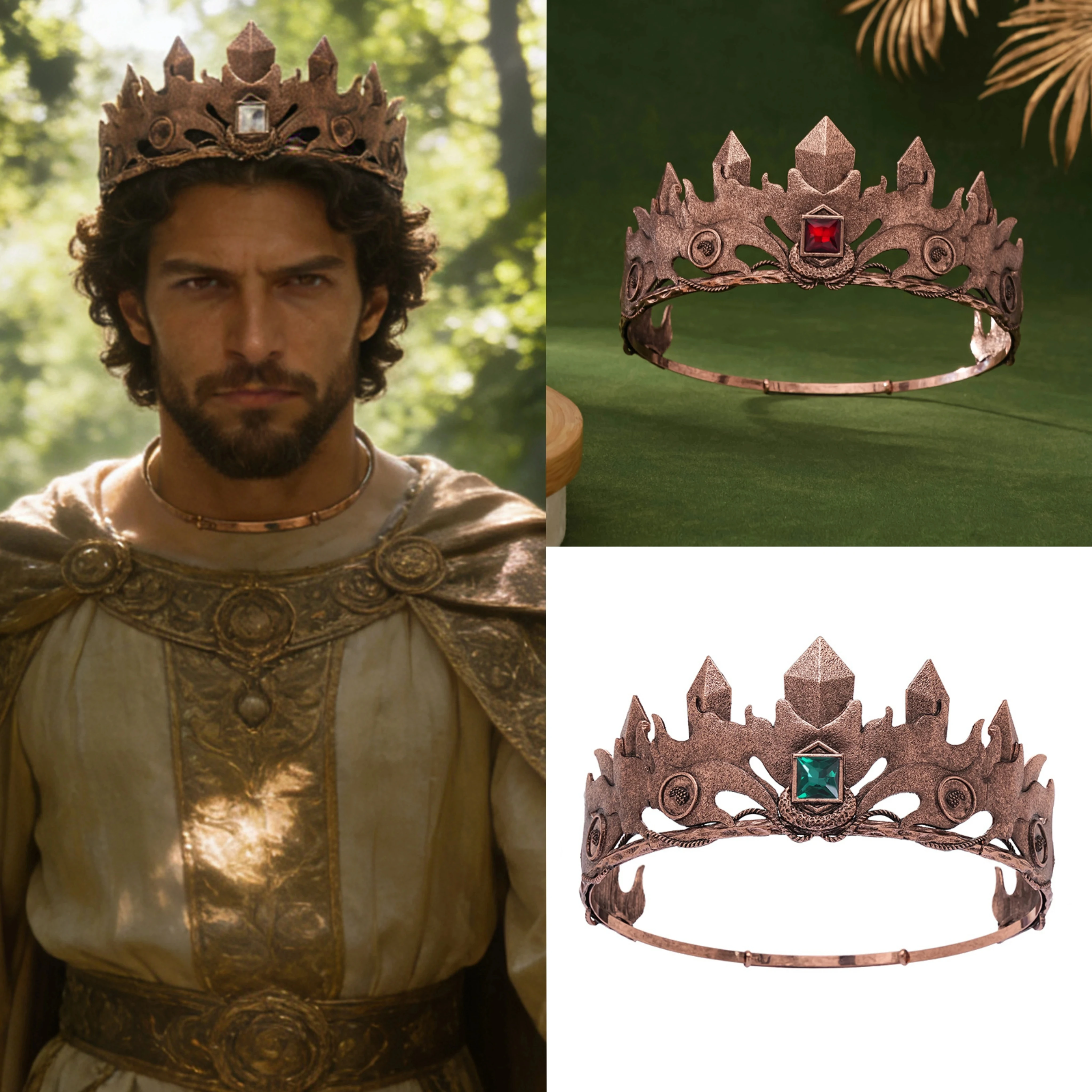 

Men's Retro Anime Medieval European & American King Crown Halloween Headwear Stage Performance Costume Tiaras Accessories