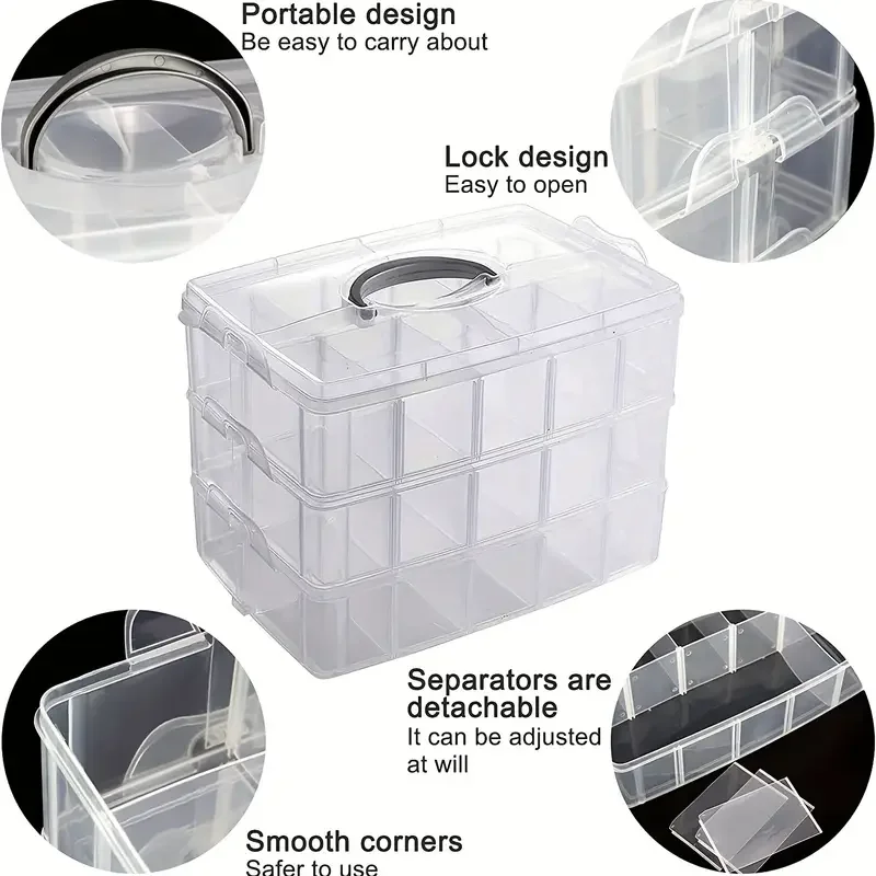 1/2/3/4-Layer  Stackable Storage Box Things Crafts Storage Box Adjustable Compartments Organizing Jewelry, small accessories