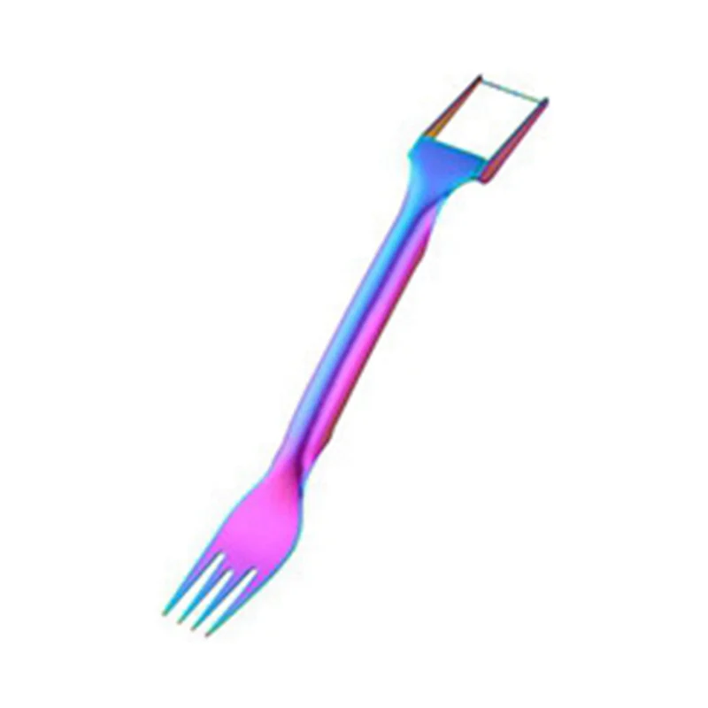 ABKJ-2-In-1 قطاعة فواكه من الفولاذ المقاوم للصدأ، أداة تقطيع البطيخ ذات الرأس المزدوج، شوكة تقطيع محمولة #6