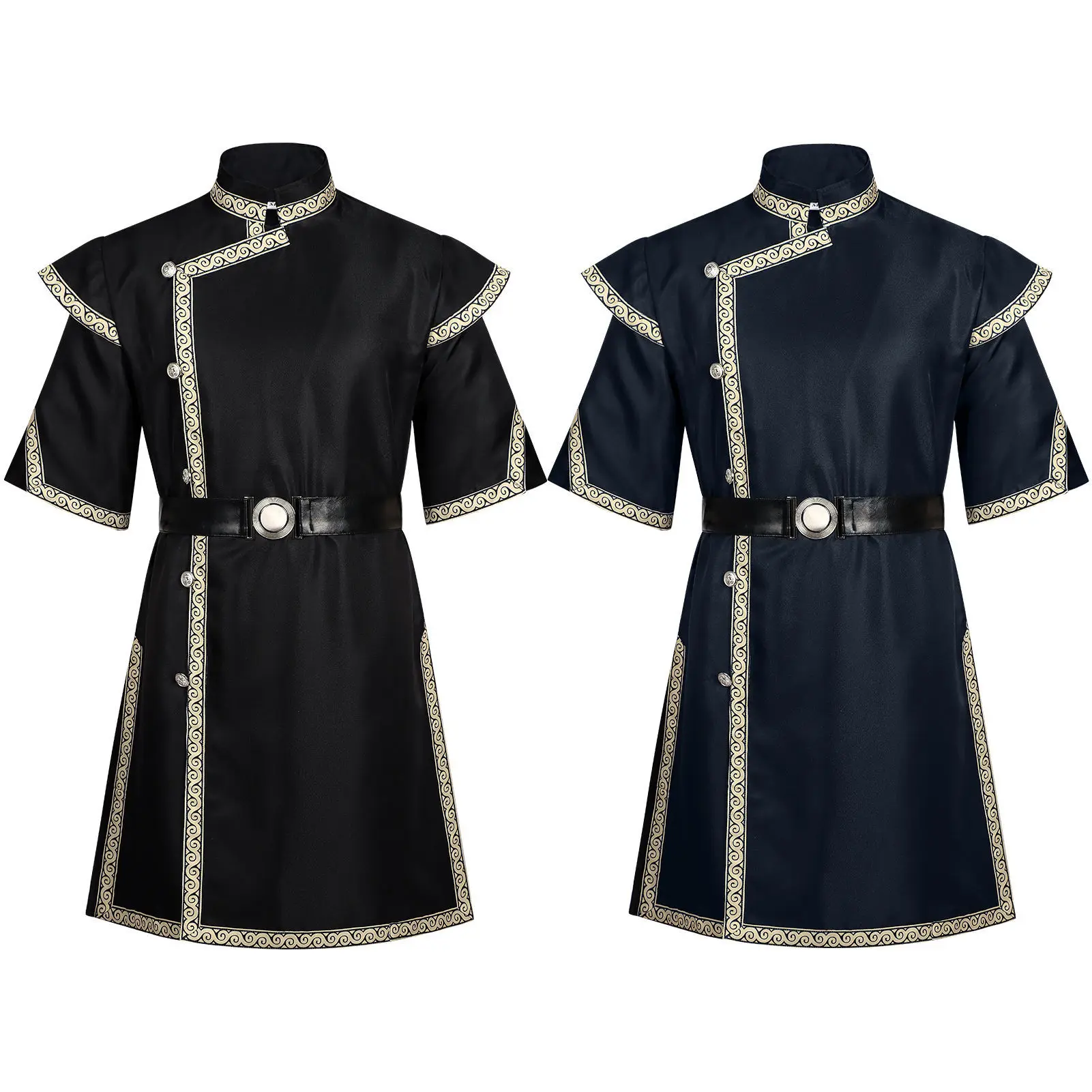 17th Century Norman Chevalier Top Medieval Renaissance Viking Pirate Knight Short Sleeve Tunic Coat Warrior Halloween Costume