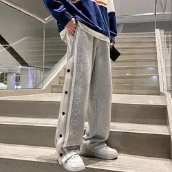 Harajuku pantaloni a gamba larga da uomo pantaloni sportivi da basket pantaloni da jogging con spacco laterale pantaloni Casual larghi per uomo pantalones hombre