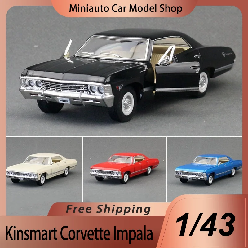Nuevo en Stock Kinsmart 1:43 Corvette Impala aleación miniatura modelo de coche fundido a presión personalización potencia coche Vintage juguetes regalo para niños