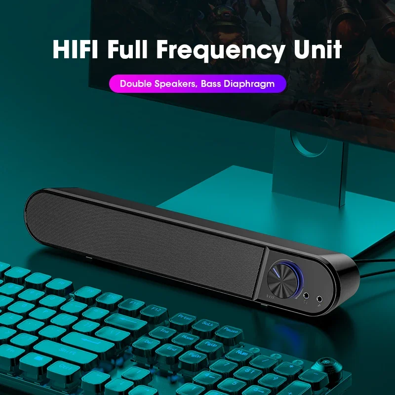 Computerluidspreker met microfoon Desktop Sound Bar Subwoofer Luidsprekers USB AUX Bedrade Soundbar voor Macbook Laptop Notebook PC-luidspreker