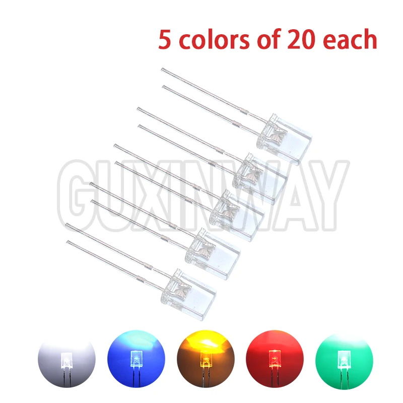 100PCS 2X5X7 Square LED 257 Red Light-emitting Diode White Yellow Red Green Blue 2*5*7 Electronic DIY Kit