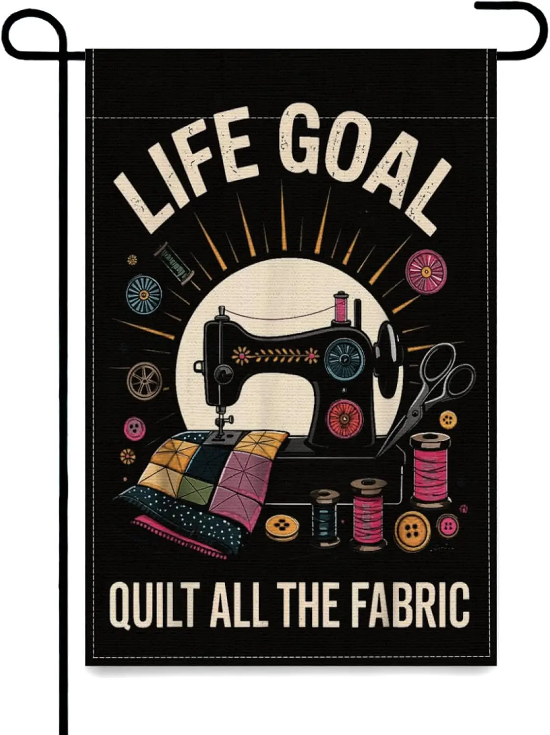 Life Goal Quilt All The Fabric Quilter Funny Quilting Yard Flags,12x18 Inch Garden Flag Double Sided Banner Tapestry Decor H LLG