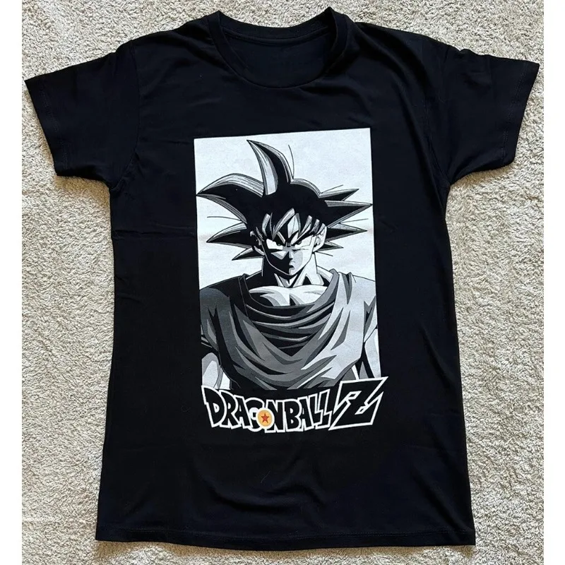 

Винтажная футболка с монохромным принтом Dragon Ball Z Goku, летняя коллекция 2026, высококачественный хлопок, оверсайз, унисекс для мужчин, женщин и детей