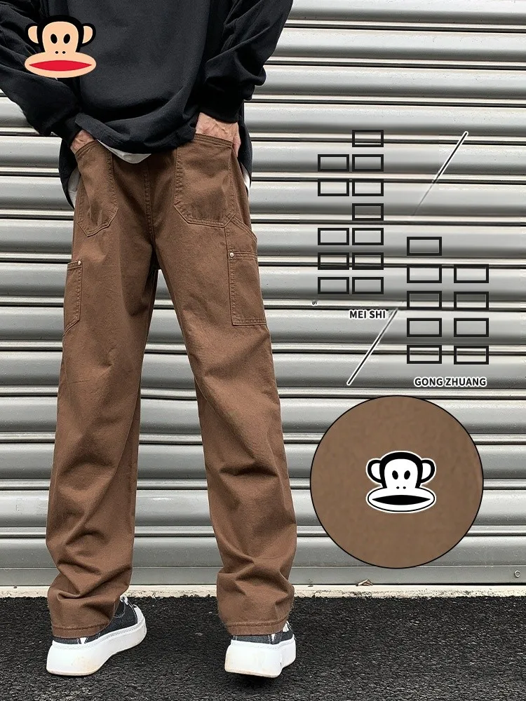 

Мужские брюки Paul Frank American Style: свободные, прямые, для работы, осенние, в стиле High Street, повседневные, молодежные, модные