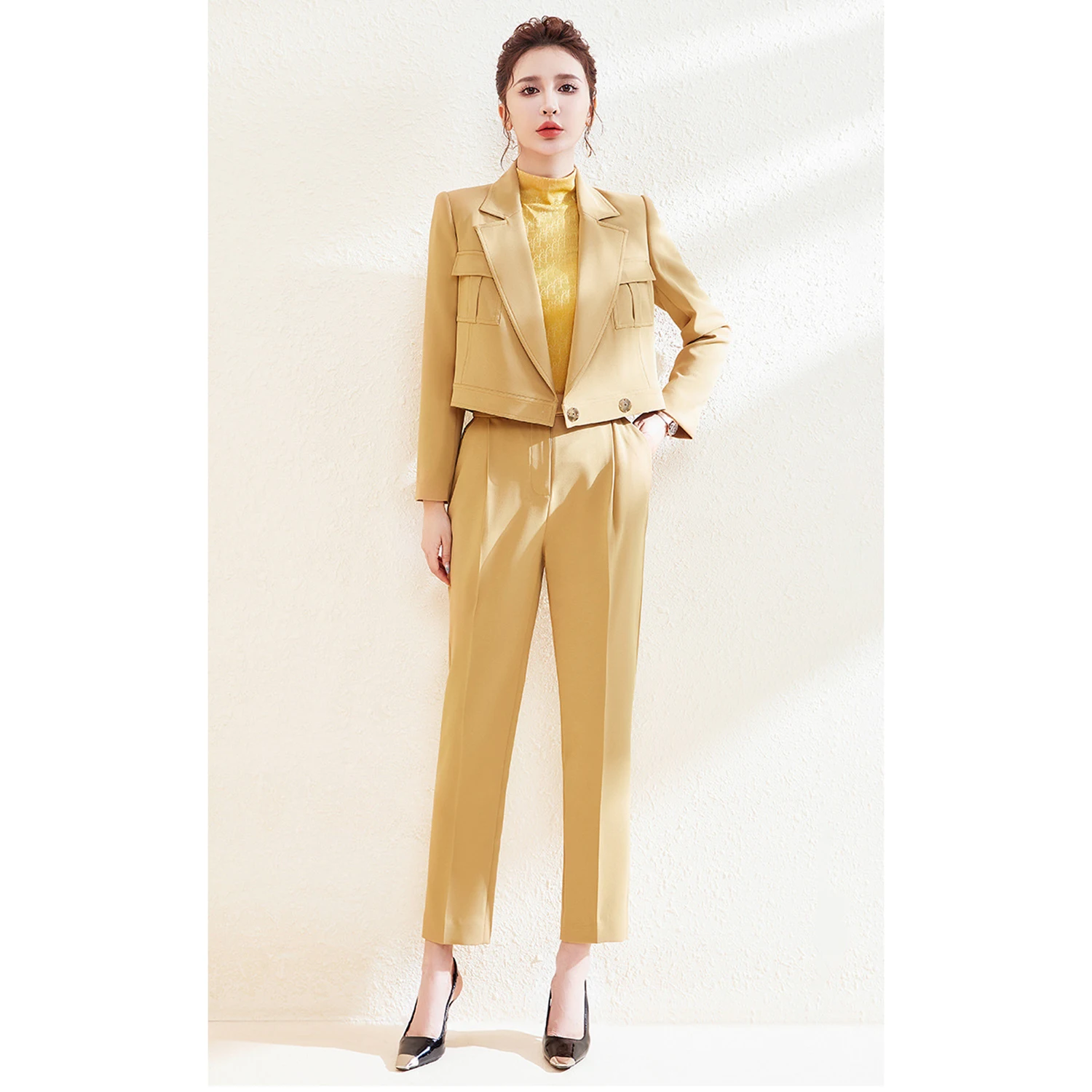 

Allingentle Women's Suit Slim Fit Pantsuit 2 Piece Suit Fashion Outfit for Casual Office Customize