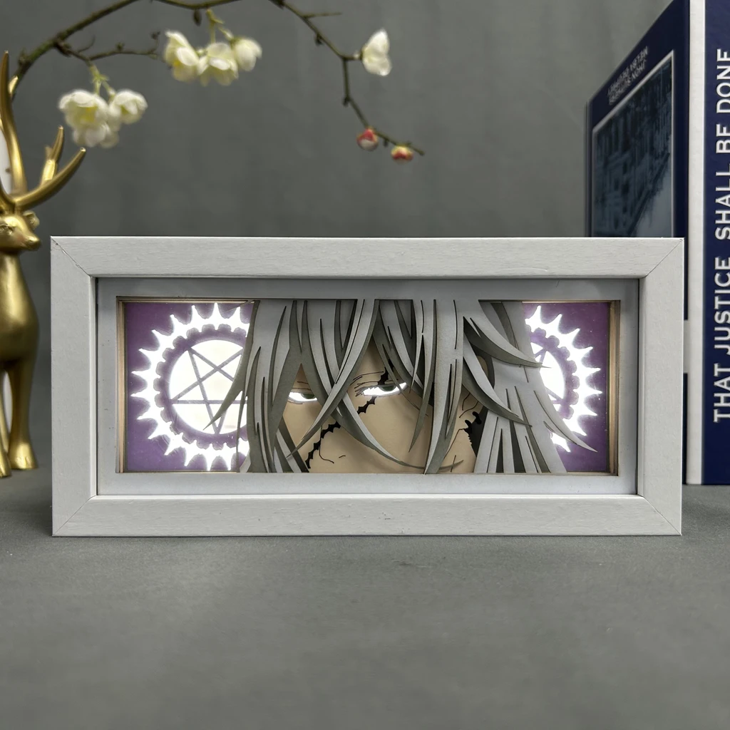 Imagem -02 - Anime Light Box Undertaker Lâmpada Manga Black Butler Iluminação de Jogos Decoração do Quarto 3d Paper Cut Table Lamp