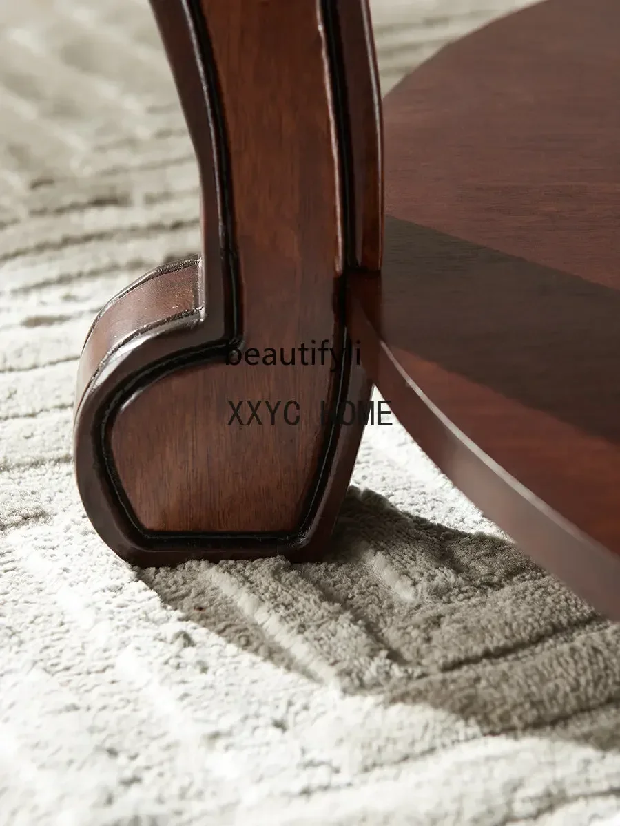 American Country Solid Wood round Coffee table Living Room Walnut Tea  Simple Coffee