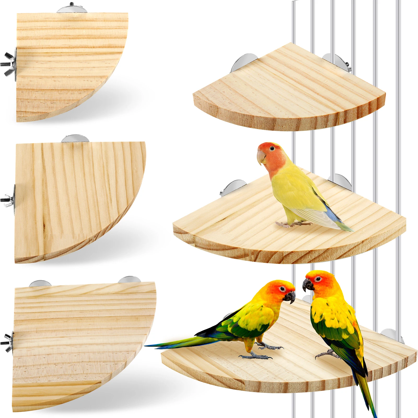 Soporte de plataforma de percha para pájaros, plataforma de madera para pájaros, soporte para loros, jaula para parque infantil para animales pequeños, rata, hámster, gerbil, rata, ratón