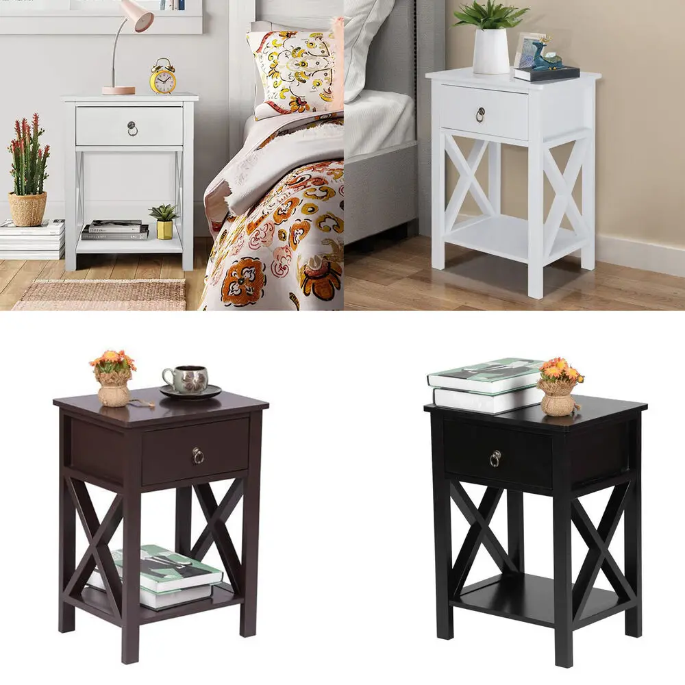 

Night Stand Bedside Table with Drawer Wooden Side Tables Bedroom Nightstands,Side End Table for Living Room, Easy Assembly