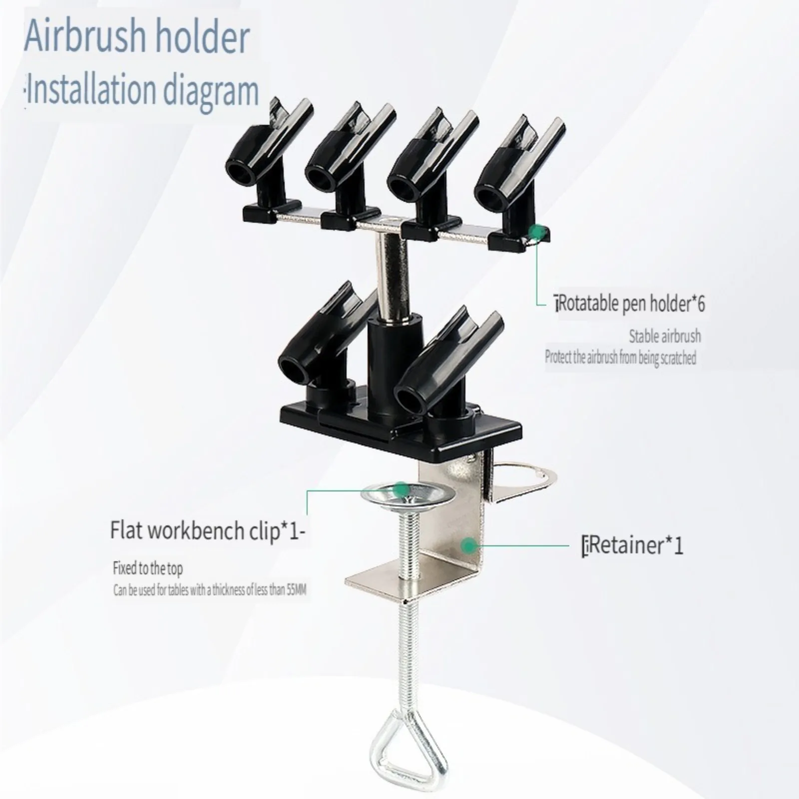 Nasedal-soporte para aerógrafo, Kit de soporte por gravedad para PISTOLA DE PULVERIZACIÓN de pintura, sujeción de 4 abrazaderas, estación de Banco de mesa