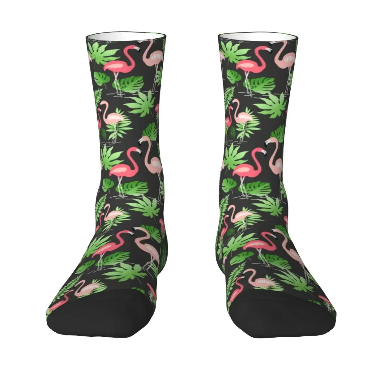 Pink Flamingo Art Stockings Couple Palm Leaf Print Socks Medium Soft Harajuku Socks Winter Outdoor Sports Anti Design Socks