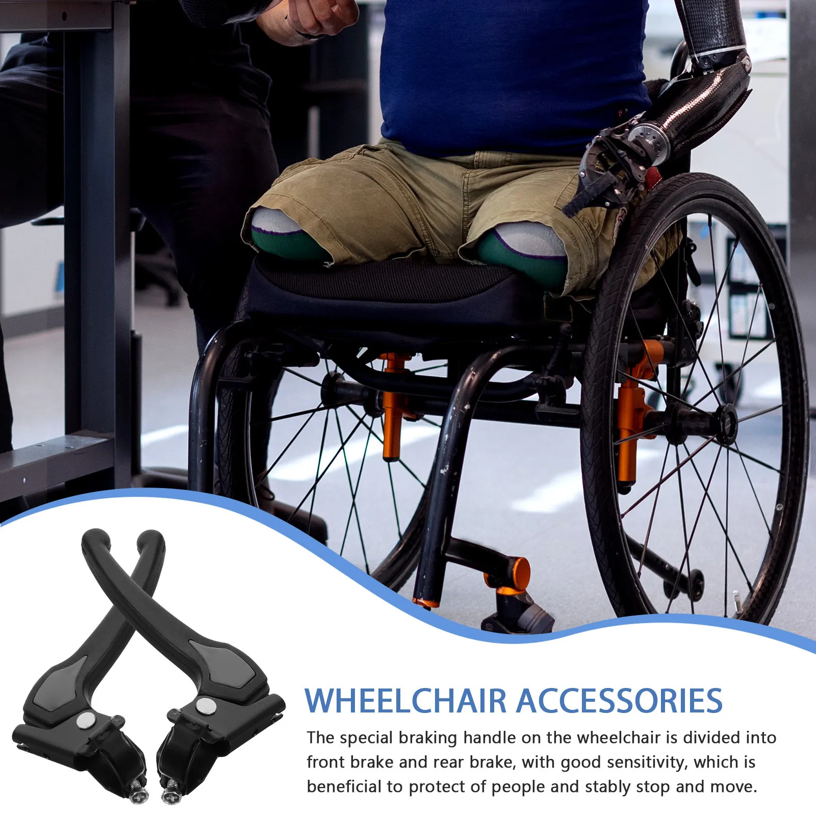 1Pair Wheelchair Hand Brake Replacement For Wheelchair Upgrade Old People Levers Sensitivity Optimized Set Stable