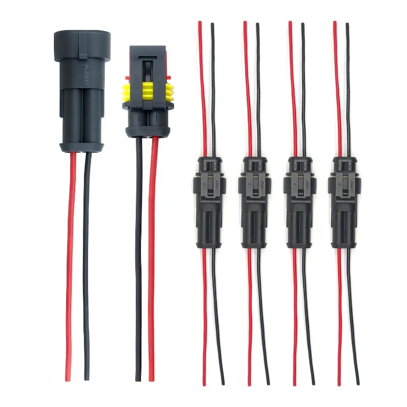 Waterproof Kit 2-Pin Electrical Connector Male/Female Terminal Plugs and Sockets for Auto Marine Truck Wiring Installation Parts