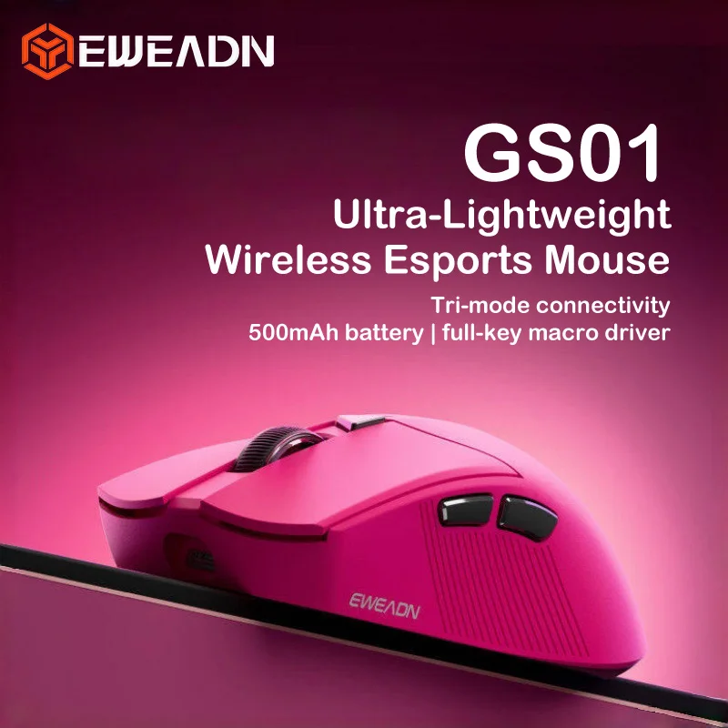 EWEADN GS01 Tri‑Mode Gaming Mouse PAW3311 Sensor 1000Hz Polling Lightweight 2.4G Bluetooth Wired Ergonomic RGB Mouse