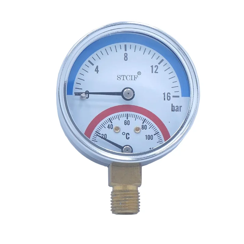 120℃ Temperature And Pressure Integrated Gauge Pressure 10KG 16KG Water Heating Pressure Gauge