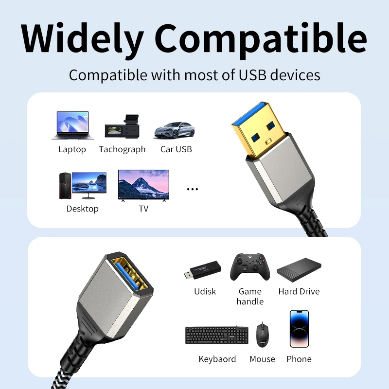 Unnlink USB 3.0 Extension Cable Male to Female Data Cord 0.5m 1m 1.5m 2m 3m USB Extender Cable