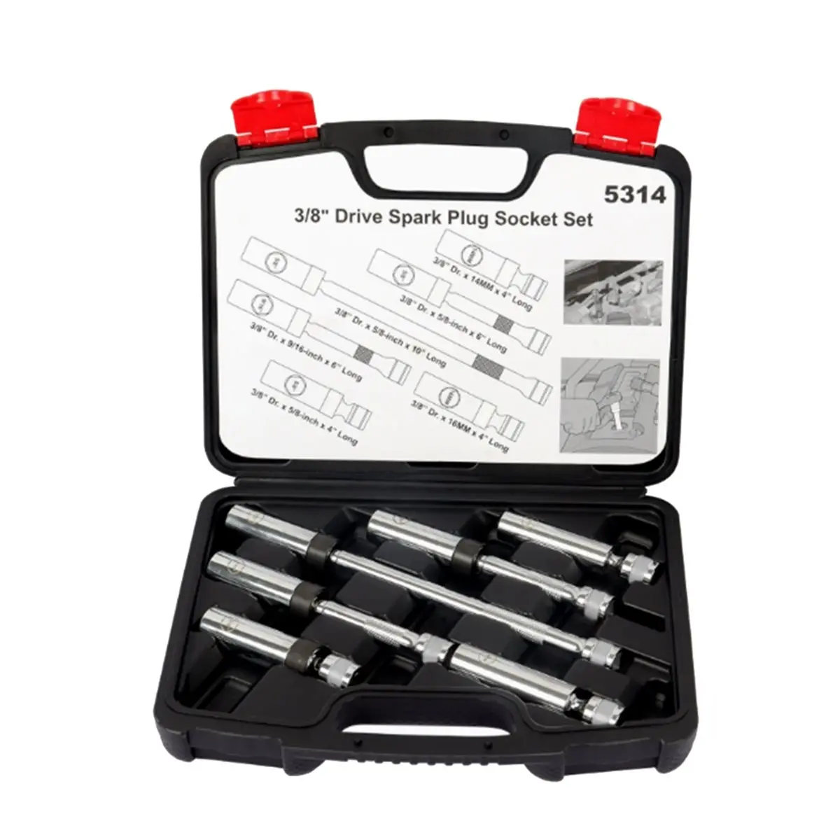 A935P ~6 Piece Magnetic Swivel Socket Set, 3/8-Inch Drive, 9/16'', 5/8'', 14mm, 16mm, 6 & 12 Point